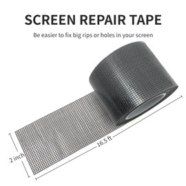 SANKEMU Grey Window Screen Repair Kit 16.5FT 3-Layer Strong Adhesive & Waterproof Tape Fiberglass Covering mesh, Repair for Window Screen and Screen Door tears Holes