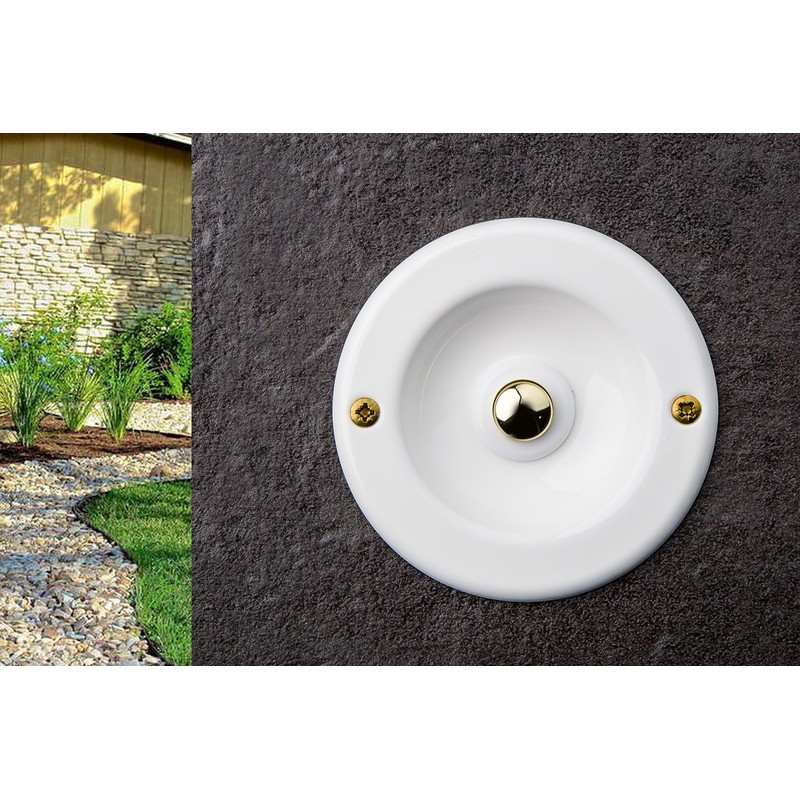 HUBER Flush-Mounted Bell Push 1-Way Brass Round Door Bell Push