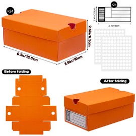 24 Pack Mini Sneaker Boxes for Party Favors 6.1 x 3.9 x 2.6 Inch Mini Shoe Gifts Boxes for Candies Cookies Snacks Sports Small Gift Case with Label for Wedding, Holiday, Birthday Party Favor (Orange)