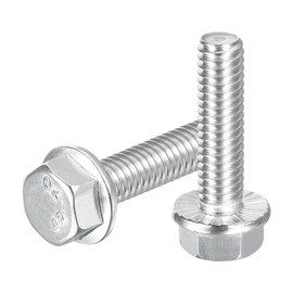 sourcing map 25Pcs 5/16-18 x 1-1/4" Flanged Hex Head Bolts, 304 Stainless Steel Flange Hexagon Screws, Flange Hex Drive Screws 5.8 Grade for Machinery Industry Home Appliances, Silver