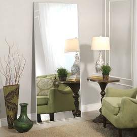 NeuType 47"x22" Full Length Mirror Aluminum Alloy Frame Dressing Mirror for Bathroom/Bedroom/Living Room/Dining Room/Entry, Wall Mounted or Leaning Against Wall, Silver (No Stand)