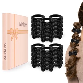 Mirlern 30-Piece Soft Hair Bows for Women and Girls，Elastic Hair Ties No Damage Ponytail Holder，No Snag Pain-free Rubber Bands for All Hair Types(Black)