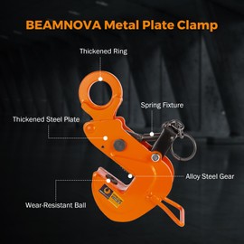 BEAMNOVA 2 Ton 4400 lbs Horizontal Plate Lifting Clamp Sheet Metal Lifting Clamp with Flexible Ring Metal Steel Plate Lifting Clamps Lifters Heavy Duty