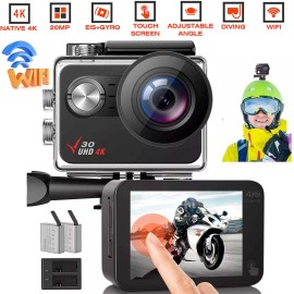 Campark 4K 20MP Action/Helmet Camera WiFi 170° Kit Underwater Camera TouchScreen