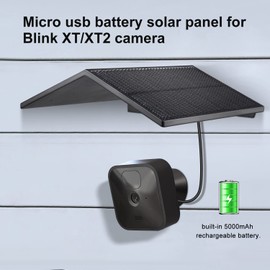 2pack Solar Panel Compatible with Blink Outdoor, Blink Outdoor (3rd Gen) & Blink XT2/XT Camera, Built-in 5000mAh Rechargeable Battery for Security Camera Outdoor(Camera not Included) (Black)