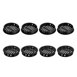 sourcing map 8Pcs 50mm/1.97" Circular Soffit Air Vents, Plastic Soffit Vent Cover, Round Mesh Hole Louver for Bathroom Kitchen Cabinet Wardrobe, Black