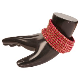 Touchstone Silk Thread Bangle Collection Indian Bollywood Hand Woven Silk Thread Rani Colour Rhinestone Designer Jewellery Special Extra Large Size Bracelets Bangle Set of 8 for Women