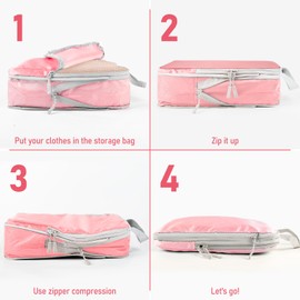 Compression Packing Cubes for Travel 4 Set Luggage Packing Organizer Bag Compressible Expandable Organizer Cubes For Carry On Luggage Suitcase Travel Essentials Accessories for Women Men