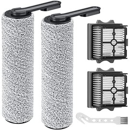 【Only S5 Combo】Brush Roller Replacement Parts for Tineco Floor ONE S5 Combo Cordless Wet Dry Vacuum Cleaner, 2 Brush Rollers + 2 Vacuum HEPA Filters (Only Fit S5 COMBO)