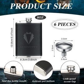 Groomsman Gifts Set of 6 Flask for Men 8 oz Groomsman Proposal Gifts Stainless Steel Tuxedo Hip Flask Bachelor Party Favors Black Best Man Groomsmen Flask for Best Man and Groomsman Proposal Wedding