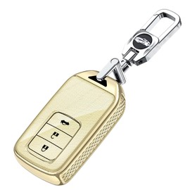 ontto 3 buttons Car Key fob Cover compatible with Honda Stepwgn Released Elysion Mpv Civic For Hr-v Crv Odyssey 2013-2018 Smart Key holder case Shell keyring keychain protector accessories Golden A