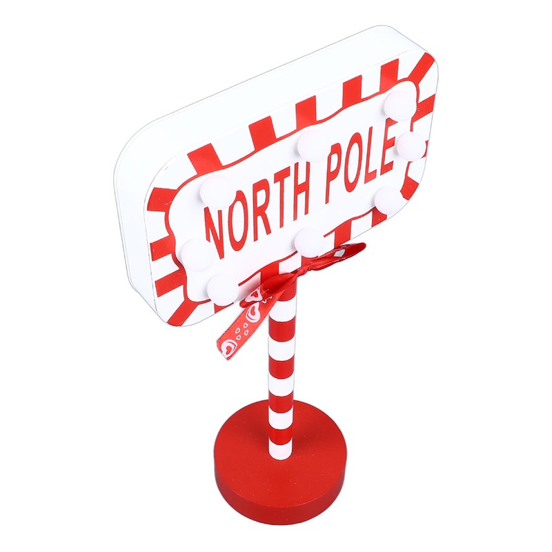 Christmas Stop Here Decor Metal Solid Wood LED Delicate Santa