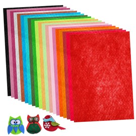 TEHAUX 20pcs Assorted Colors Felt Fabric Sheets for Crafts Smooth Nonwoven Felt Squares for Projects Sewing and Art Making for Boys and Girls and Adults