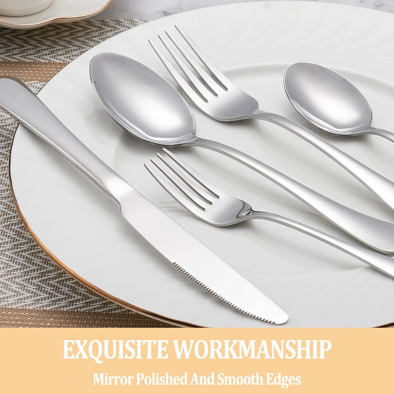 40 Piece Silverware Set Service for 8,Premium Stainless Steel Flatware