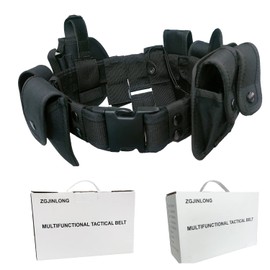 ZGJINLONG 10 in 1 Police Tactical Belt Portable Gift Box Duty Security Guard Belt,Law Enforcement Tactical Equipment System Set (Black, 10pcs