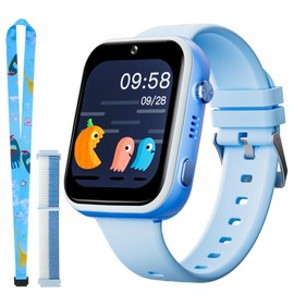 OKYUK T45 Smartwatch Children, 4G Children's Smartwatch, GPS Tracker Children, Watch Children Boy, Children's Watch with Video Phone Call, School Mode, SOS Function, Camera and Pedometer (Blue, T45)