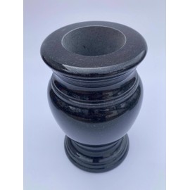 Turned Granite Vase Polished (5.5"x9") Black