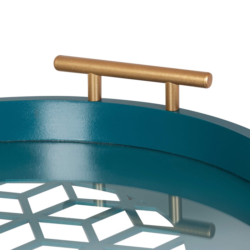 Kate and Laurel Caspen Modern Round Tray, 15.5 inch Diameter,