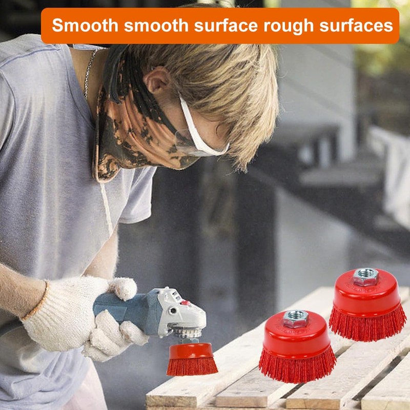 UHETLET Pack of 2 Cup Brush Angle Grinder Nylon Brush