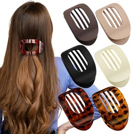 6PCS Flat Hair Claw Clips - Duckbill Hair Clips for Women, Non-Slip Curved Claw for Thin & Thick Textures, Strong Hold for Driving & Everyday Use