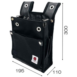 SK11 Canvas Tobi Waist Bag, 2-Tier BS, Black, TSH-2DBS-BK Thin, Reinforced Bottom, Includes Inner Pocket