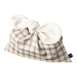 &NE NHK-174-LCBE Lunch Bag Ribbon, Linen-Like Checker, Beige, Main Body, Width 11.0 x Height 7.1 inches (28 x 18 cm), Ribbon Total Length: 9.1 inches (23 cm), Lunch Bag, Made in Japan, 100% Cotton