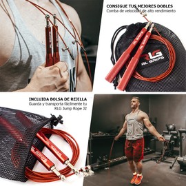 RL Grips® Aluminum Crossfit Jump Rope with Non-Slip Handle - Speed Rope with 2mm Cable - Jump Rope for Cardio Gym (Red)