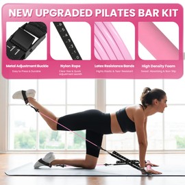 CEYOME Pilates Bar Kit with Resistance Bands for Women, Pilates Bar with Adjustment Buckle, Multifunctional Home Gym for Hip, Legs, Arm and Waist, Pilates Home Equipment for Full Body Workouts