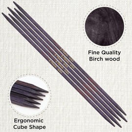 KnitPro J’Adore Cubics Double Pointed Knitting Needles Sets of 5 – Wooden Pins for Socks Hats Mittens Short Round Knitting – 20cm x 3.75mm, 26-1910101516, Purple