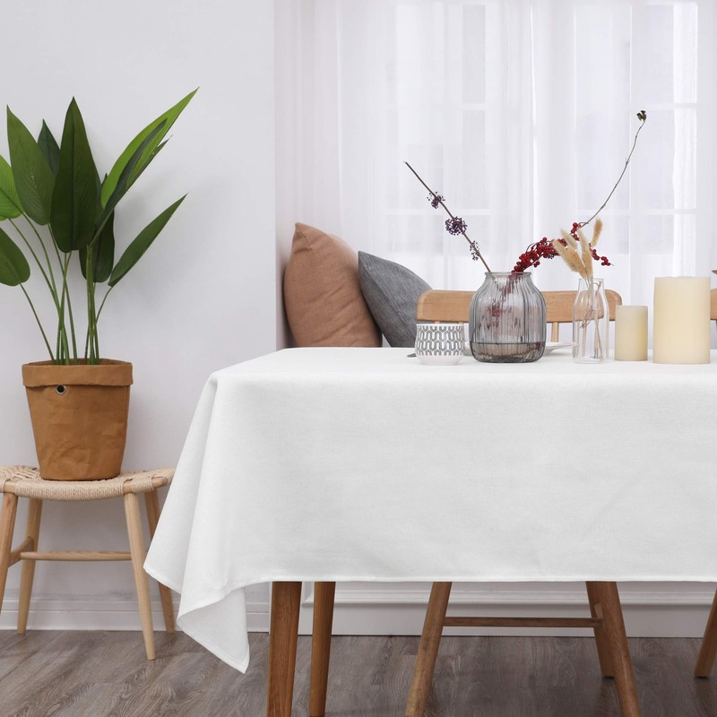 Deconovo Solid Faux Linen Square Tablecloth Water Resistant Table Cloth