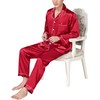 SWOMOG Mens Silk Satin Pajamas Set Long Sleeve Sleepwear Button-Down