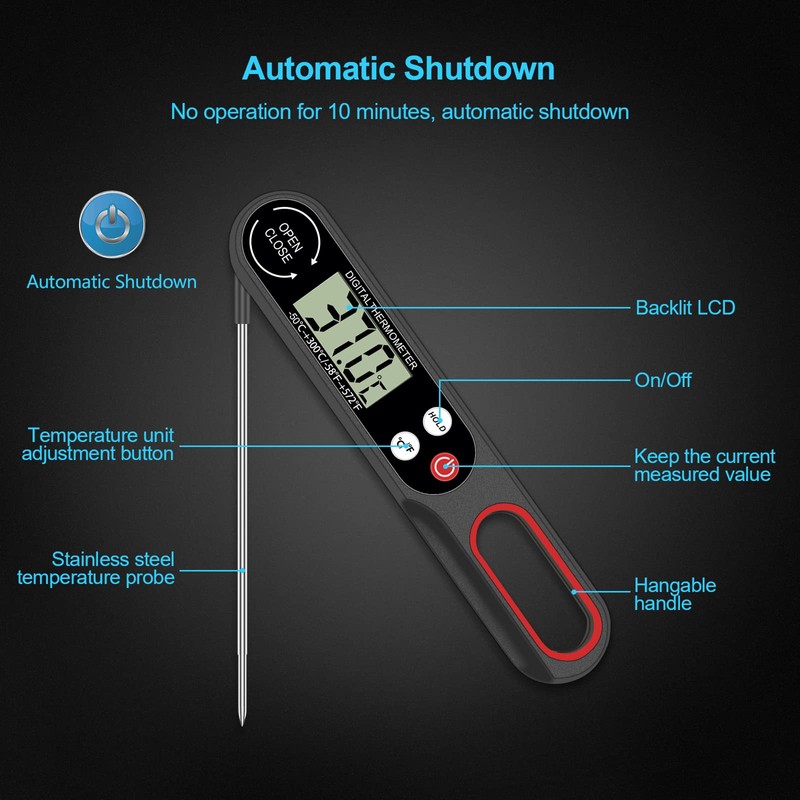 MOXYOY Meat Thermometer Probe, Digital Food Thermometer with Backlight LCD