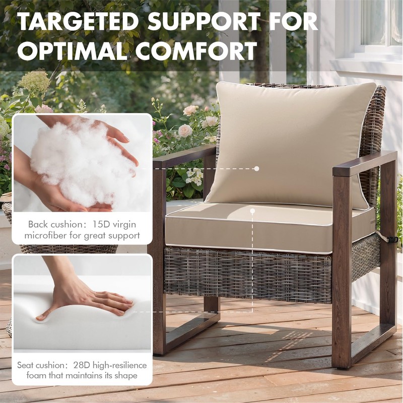 MIULEE Beige Outdoor Seat Cushion 24x24 Inch Waterproof Cushion