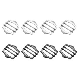 uxcell 8Pcs Metal Slide Buckles, 30mm Double-Pin Webbing Strap Roller Adjuster, Slider Buckle Tightener for Suit Belt Cloth Bags Replacement Part, Silver/Dim Gray
