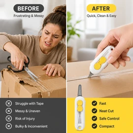 Magnetic Mini Box Cutter for Home & Office Use – Retractable Stainless Steel Utility Knife for Packages & Paper
