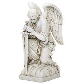 Joseph's Studio by Roman Inc., Kneeling Male Angel, Garden Collection, Religious Statue, Memorial, Angel, Patron Saint, Garden Décor (13x6x8)