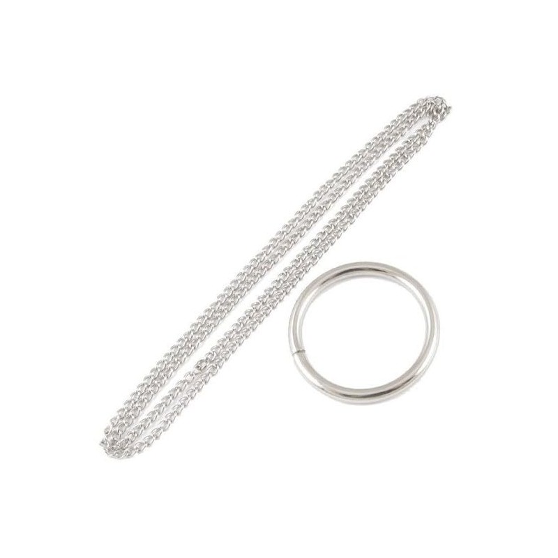 1Pc Silver Ring and Chain (Large Ring) Magic Tricks Metal
