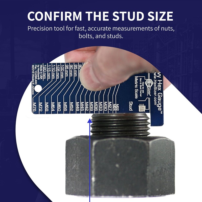 HexSizer Heavy Hex Nut, Bolt & Stud Gauge Tool &