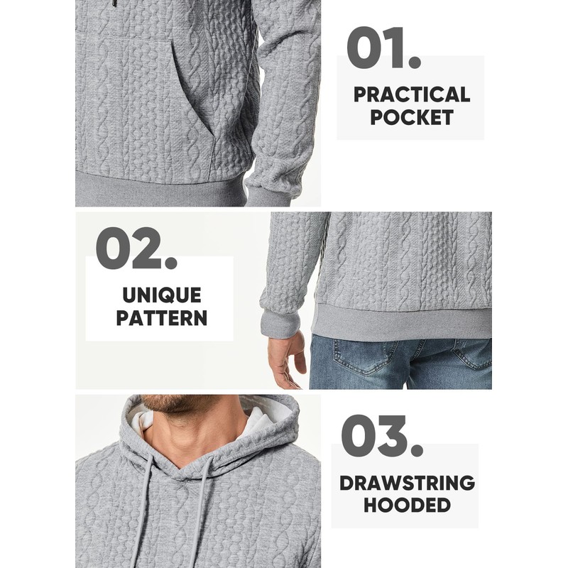 JMIERR Men's Casual Pullover Hoodies Drawstring Pattern Hooded Sweatshirts with