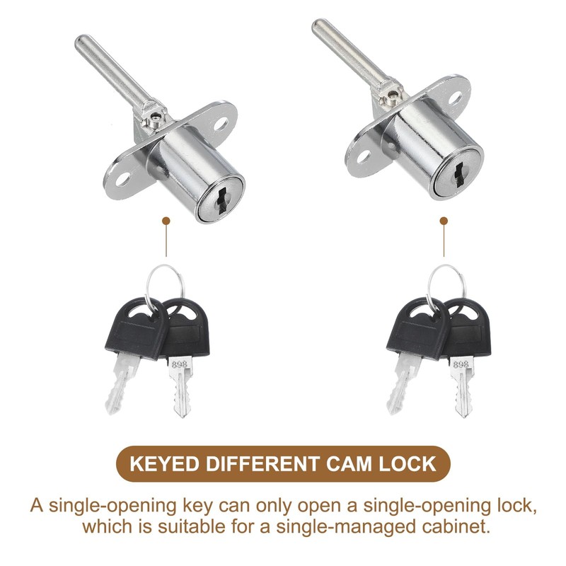 PATIKIL 4Pcs Silver Zinc Alloy Drawer Locks, Keyed Different, 19mm