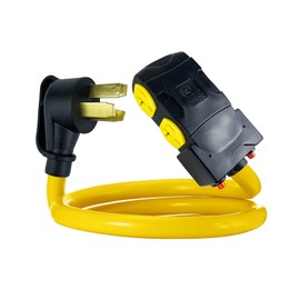 Power Convert Adapter Compatible with NEMA 10-50P to 4X 5-20R/15R with 20 Amp Circuit Breaker, 220/250V Electrical Stove/Range/Oven Male Plug Gas 110/125V