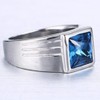 Jude Jewelers Stainless Steel Square Cut Blue Gemstone Ring (Blue,
