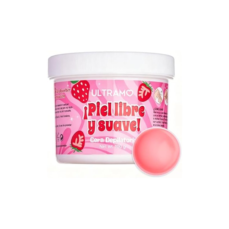ULTRAMO Cera Depilatoria Suave Depilacion Sin Dolor (Fresa)
