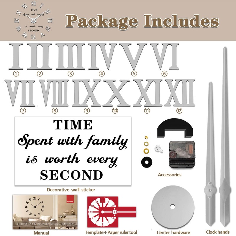 VANGOLD Wall Clock 26"~39",Super Long Warranty 90 Days, Free Replacement
