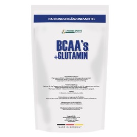 BCAA/L-Glutamine 500g Powder 50/50 Mix 100% Pure, Amino Acids Premium Quality Pure Vegetable Without Artificial Flavours Made in Germany