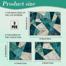 PLIGREAT 12 15 Inch Laptop Sticker Skin Cover Geometric Marble Laptop Sticker Skins Sticker Universal Removable Vinyl PC Cover Sticker Gold Edge