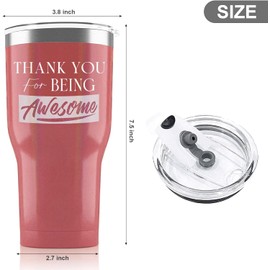 HIYAA Mothers Day Gifts for Mum from Daughter Son, 30 Oz Thank You for Being Awesome Stainless Steel Tumbler with Sliding Lids and Straws, Christmas Gifts for for Women Best Friends Employee Coworker