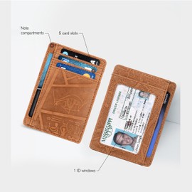 Leather Minimalist Wallet for Men & Women RFID Front Pocket Leather Card Holder Wallets (Egyptian Cognac, Small)