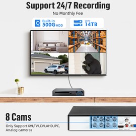 Fuers 8CH H.265+ Surveillance Security Camera System with AI Human Detection, 2 x 2592TVL 5MP Wired Dome Cameras for Indoor Use, 500G Hard Drive Included,Email Alert,Mobile APP & PC Remote