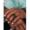 Bestyle Cool Black Classic Green Emerald Square Signet Ring With